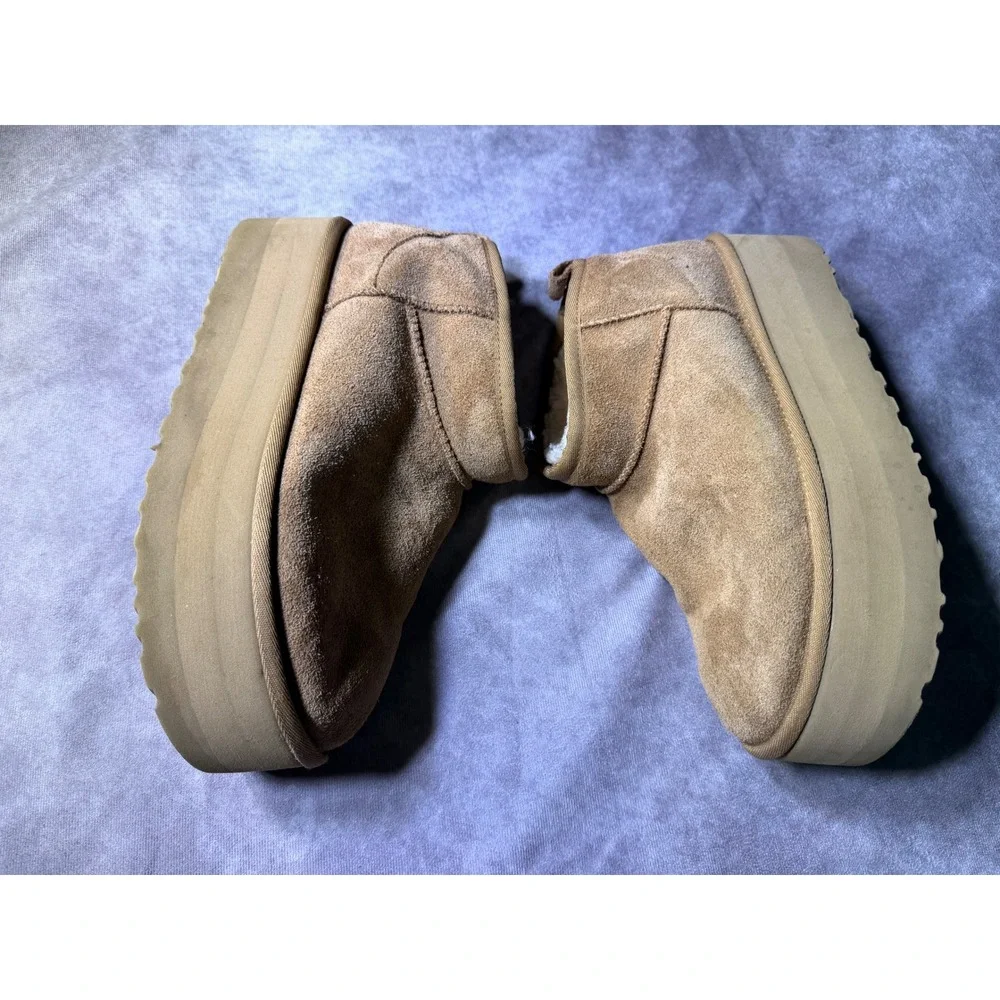 UGG Classic Ultra Mini Platform Chestnut Suede Shearling Boots 1135092 Mens 9